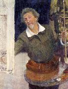 Ilya Yefimovich Repin Self-portrait at work oil painting artist